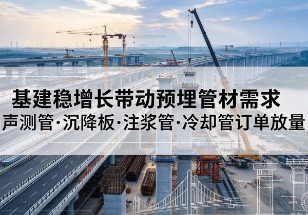 江安基建稳增长带动预埋监测管材需求，声测管、沉降板、注浆管订单持续放量
